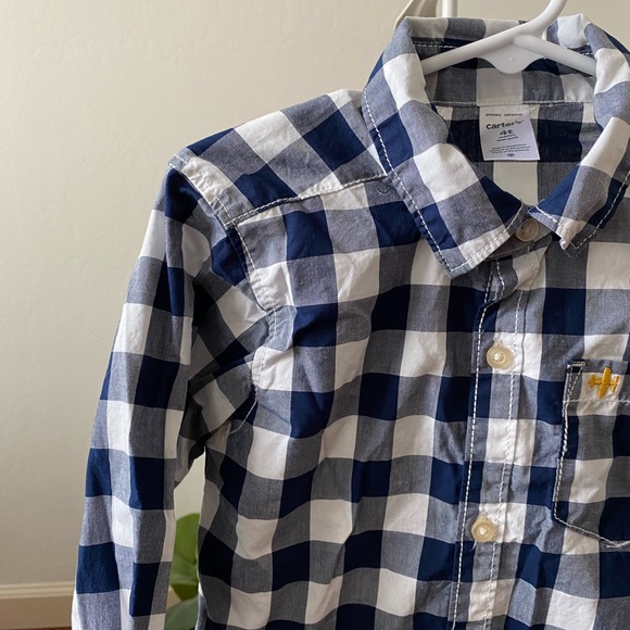 🦋 4T Carter’s Plaid Button Down Shirt - Picture 5 of 8